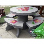 โต๊ะหินเพ้นท์ลายดอกไม้ - ร้านสวนโต๊ะหินอ่อน นนทบุรี