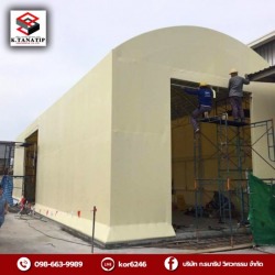 Accepting construction of canvas tents for factories