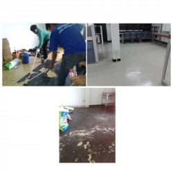 งานรื้อกระเบื้องยางเก่าออกแล้วปูใหม่ ที่ บริษัท เมืองไทยประกันชีวิต สาขาท่าเรือ จ.กาญจนบุรี