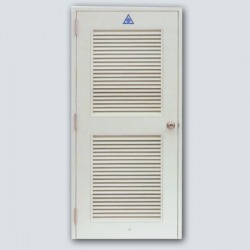 ประตูเหล็กเจาะช่องเกร็ดเต็มบาน Steel door with full louver