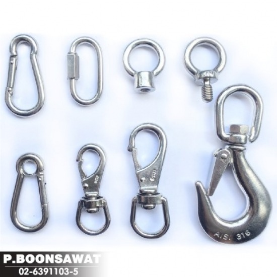 ตะขอสกรู สแตนเลส Marine hook ตะขอสกรู สแตนเลส  Marine hook  Stainless Steel Screw Hook  ตะขอสกรูหลายขนาด  ตะขอเกลียวตัว c  น็อตตะขอ 