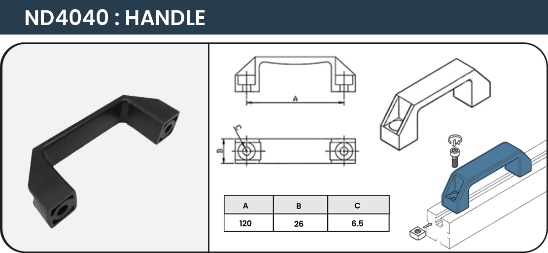 อลูมิเนียมโปรไฟล์ รุ่น ND4040  HANDLE