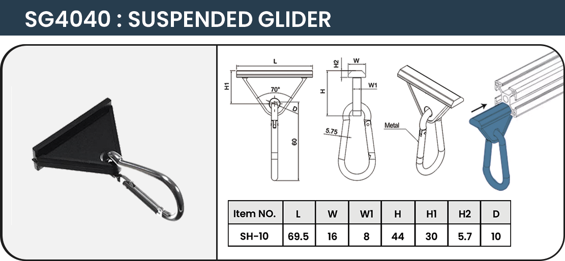 อลูมิเนียมโปรไฟล์ รุ่น SG4040 SUSPENDED GLIDER