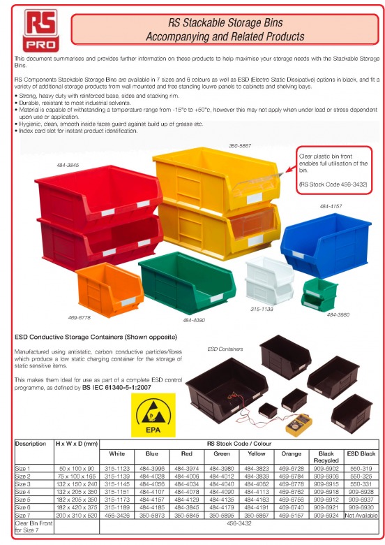 RS Stackable Storage Bins Accompanying and Related Products